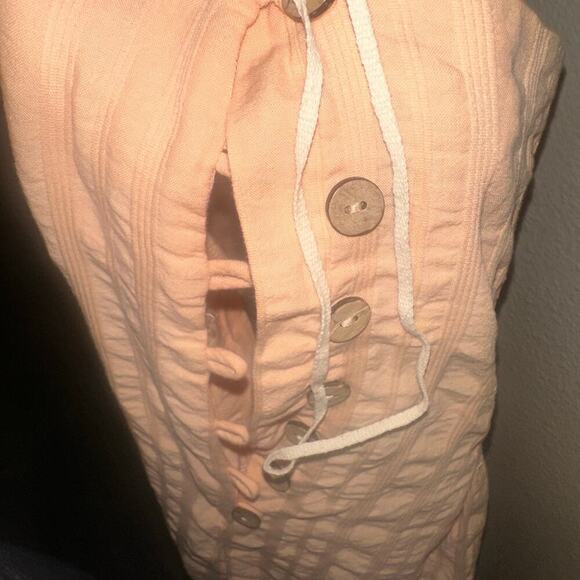 NWT Free People Devon Jumpsuit Size Small Peach Seersucker Stripe - Picture 4 of 8